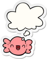 cartoon wrapped candy with thought bubble as a printed sticker png