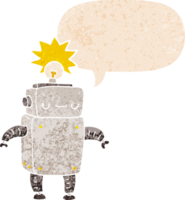 cartone animato robot con discorso bolla nel grunge afflitto retrò strutturato stile png