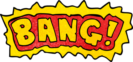 tecknad doodle word bang png