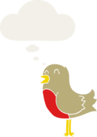 cartoon bird with thought bubble in retro style png