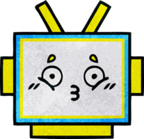 retro grunge texture cartoon of a robot head png