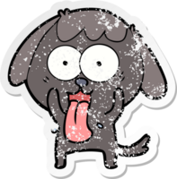 distressed sticker of a cute cartoon dog png