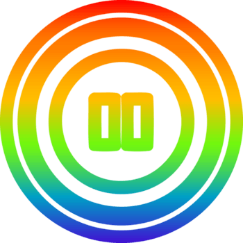 pausa botão circular ícone com arco Iris gradiente terminar png