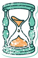 iconic distressed sticker tattoo style image of an hour glass png