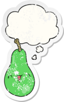 tecknad serie päron med trodde bubbla som en bedrövad bärs klistermärke png