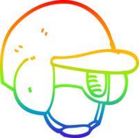 rainbow gradient line drawing of a cartoon baseball helmet png