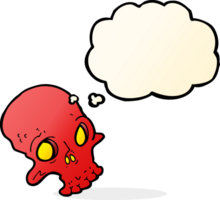 cartoon spooky skull with thought bubble png