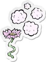 retro distressed sticker of a cartoon flower png