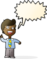 cartoon school boy raising hand with speech bubble png