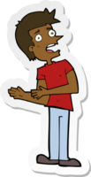 sticker of a cartoon man making excuses png