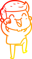 warm gradient line drawing of a cartoon man laughing png