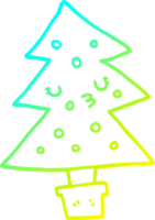 cold gradient line drawing of a cartoon christmas tree png