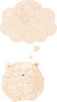 desenho animado polar Urso com pensamento bolha dentro grunge angustiado retro texturizado estilo png