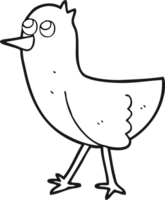 drawn black and white cartoon bird png