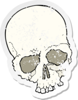 retro distressed sticker of a cartoon spooky old skull png