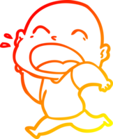 warm gradient line drawing of a cartoon shouting bald man png