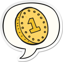 cartoon coin with speech bubble sticker png