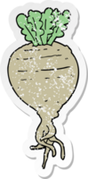 distressed sticker of a cartoon root vegetable png