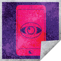 cell phone watching you square peeling sticker png