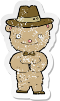 pegatina retro angustiada de un oso de dibujos animados con sombrero png