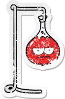 distressed sticker of a angry cartoon science experiment png