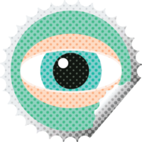 staring eye graphic png illustration round sticker stamp