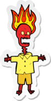 sticker van een cartoon vlammend skelet png