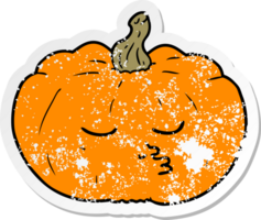 distressed sticker of a cartoon pumpkin png