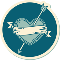 sticker of tattoo in traditional style of an arrow heart and banner png