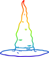 rainbow gradient line drawing of a cartoon witchs hat png