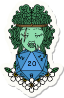 sticker of a orc barbarian with natural twenty dice roll png