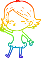 Regenbogen Gradient Linie Zeichnung von ein Karikatur Frau mit Idee png