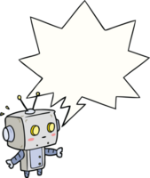 cute cartoon surprised robot with speech bubble png