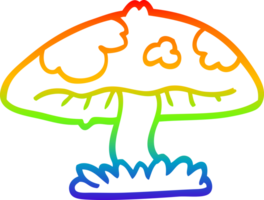 rainbow gradient line drawing of a cartoon mushroom png