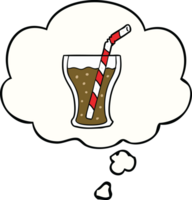 cartoon glass of cola with thought bubble png