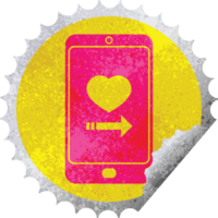 dating app on cell phone circular peeling sticker png