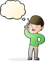 cartoon boy with idea with thought bubble png