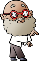 homme curieux de dessin animé avec barbe et lunettes png