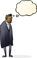 cartoon bad tempered man with thought bubble png