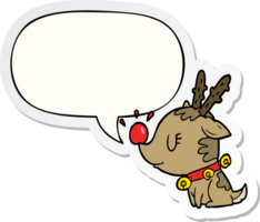 cartoon christmas reindeer with speech bubble sticker png