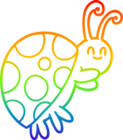 rainbow gradient line drawing of a cute cartoon ladybug png