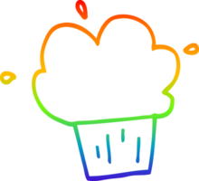 rainbow gradient line drawing of a cartoon muffin png