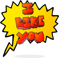 I like you    drawn speech bubble cartoon symbol png