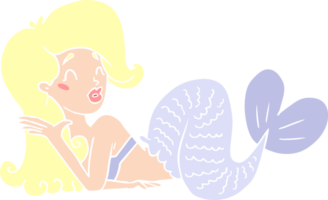 flat color style cartoon mermaid png