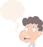 cartoon shocked man with speech bubble in retro style png