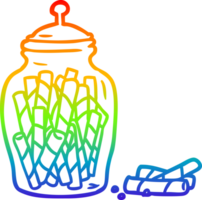 rainbow gradient line drawing of a traditional candy sticks in jar png