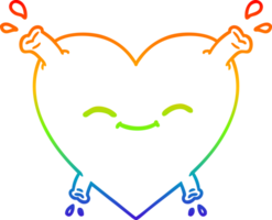 arcobaleno pendenza linea disegno di un' cartone animato contento cuore png