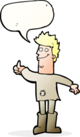 cartoon positive thinking man in rags with speech bubble png