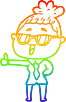 regenboog helling lijn tekening van een tekenfilm gelukkig vrouw vervelend bril png