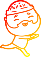 warm gradient line drawing of a cartoon happy bearded man png